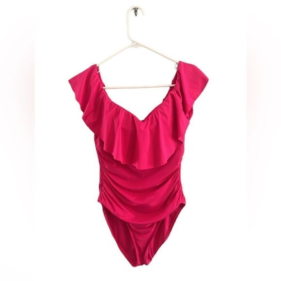 Women’s size 10 La Blanca Stunning one piece magenta swimsuit bathing suit - Picture 1 of 10